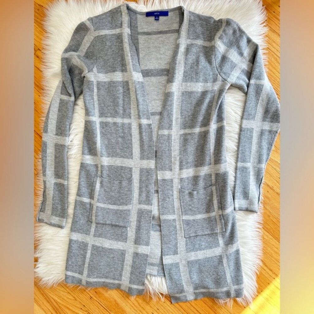 Apt. 9 windowpane long cardigan sweater